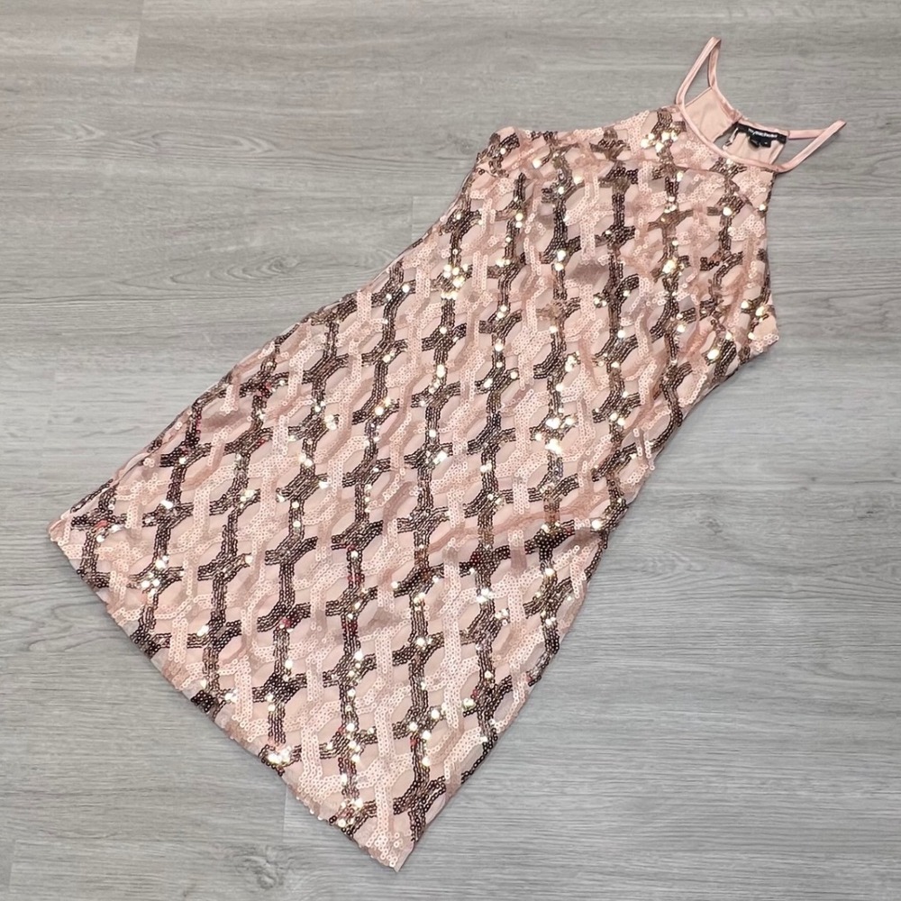 My Michelle Dress Size 5 Pink Bronze‎ Sequin Halter Sleeveless Party Mini